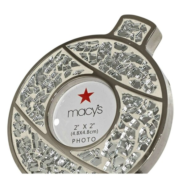 New Macys Christmas Stocking Holder Mosaic Mirror Photo Frame Ornament Hook Gift - Picture 2 of 8